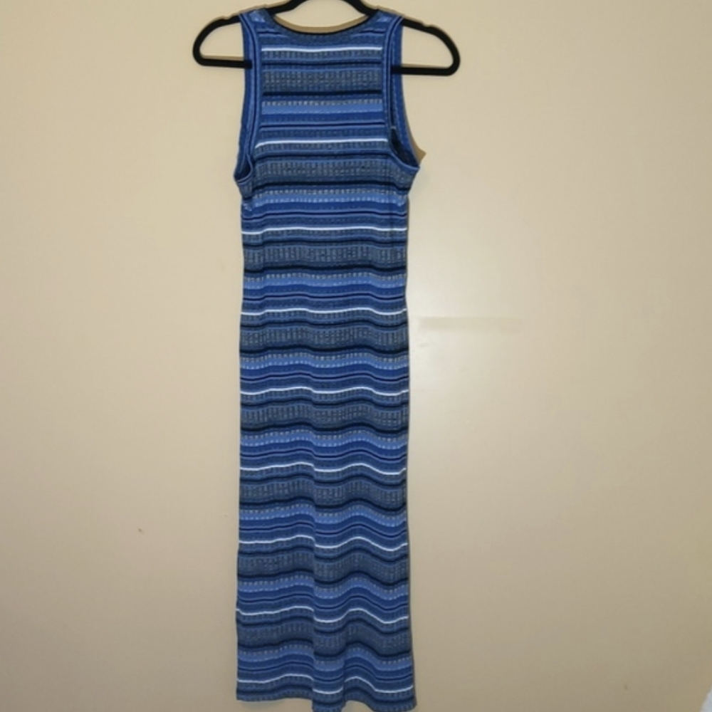 Joe Fresh| NWT Blue Striped Sleeveless Midi Stretch Dress - Picture 4 of 13